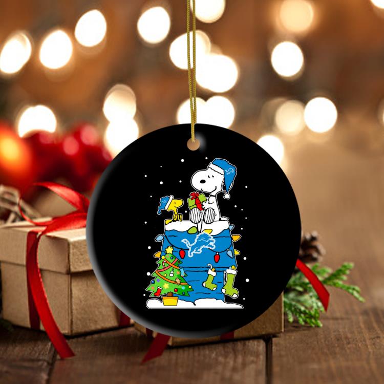 Snoopy And Woodstock Detroit Lions Merry Christmas Ornament