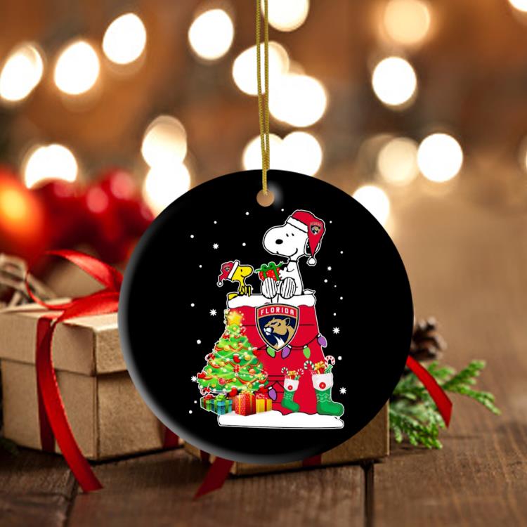 Snoopy And Woodstock Florida Panthers Merry Christmas Ornament