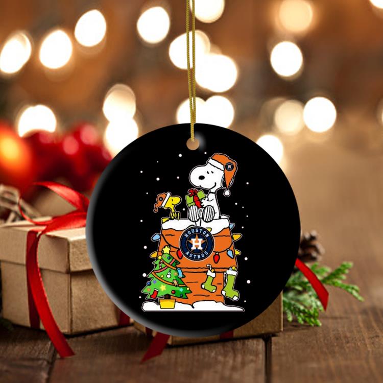 Snoopy And Woodstock Houston Astros Merry Christmas Ornament