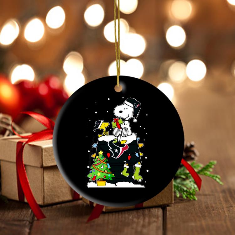 Snoopy And Woodstock Houston Texans Merry Christmas Ornament