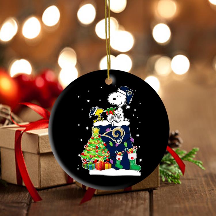 Snoopy And Woodstock Los Angeles Rams Merry Christmas Ornament