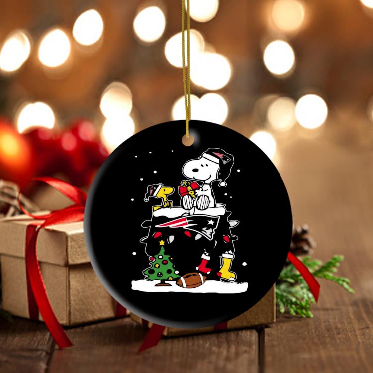 Snoopy And Woodstock New England Patriots Merry Christmas Ornament