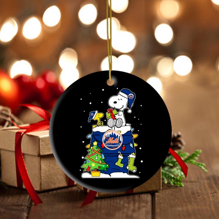 Snoopy And Woodstock New York Mets Merry Christmas Ornament