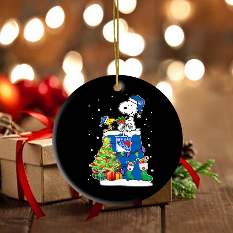 Snoopy And Woodstock New York Rangers Merry Christmas Ornament